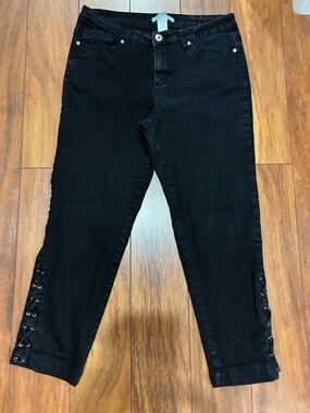 cleo Black Skinny Jeans with Lace-Up Ankle
